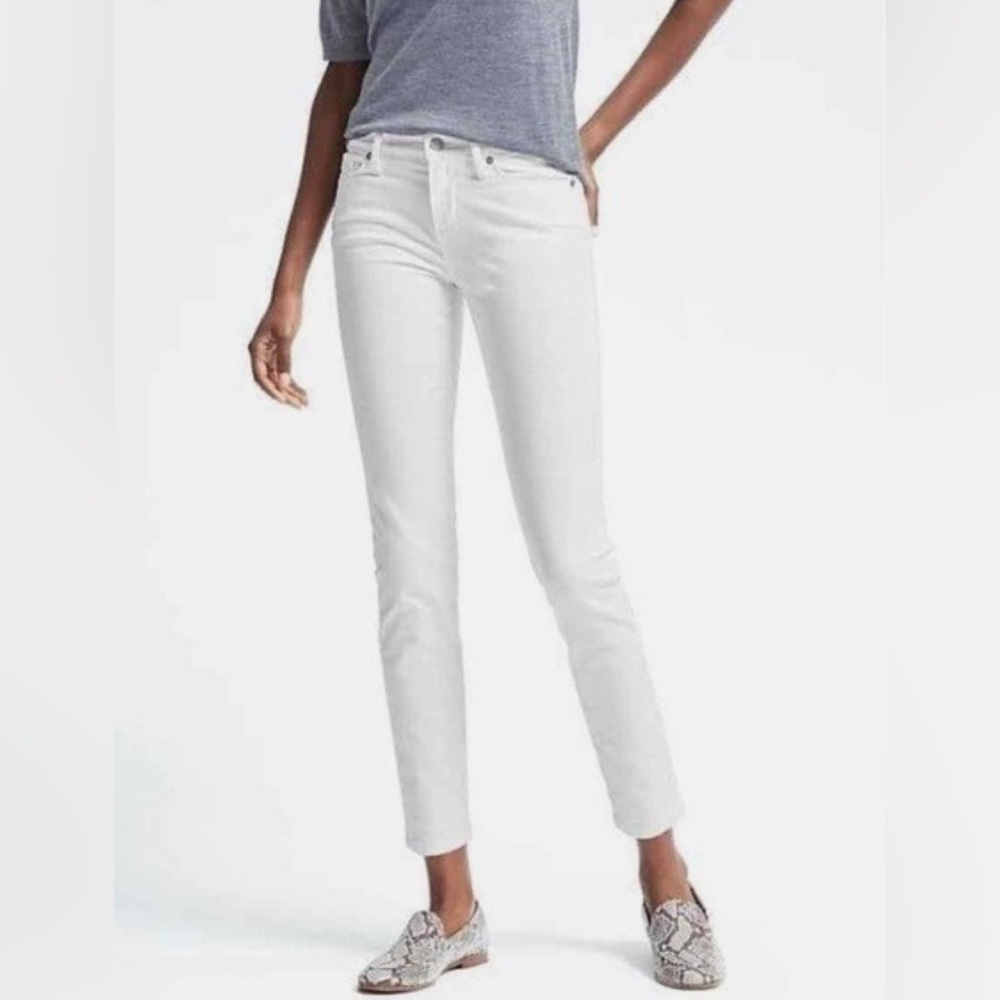 Banana Republic Crisp White Mid-Rise Skinny Ankle Jeans